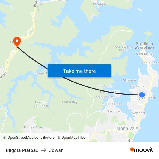 Bilgola Plateau to Cowan map