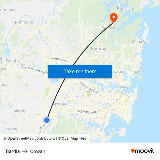 Bardia to Cowan map