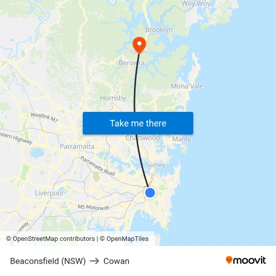 Beaconsfield (NSW) to Cowan map