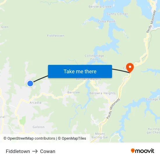Fiddletown to Cowan map