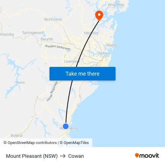 Mount Pleasant (NSW) to Cowan map