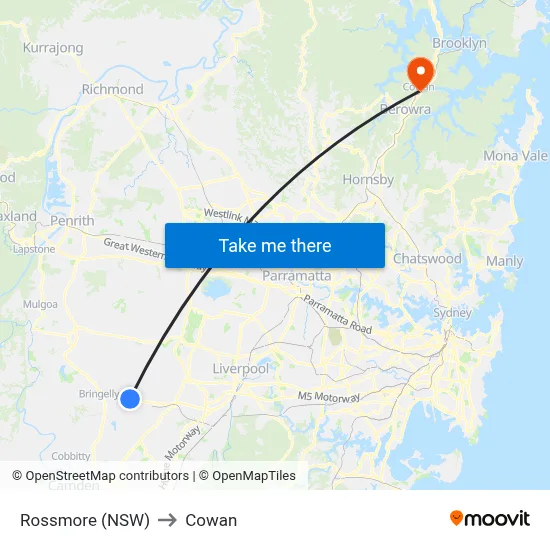 Rossmore (NSW) to Cowan map