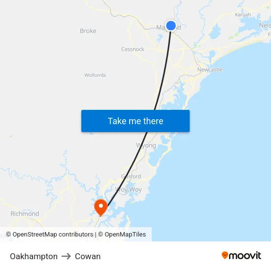 Oakhampton to Cowan map