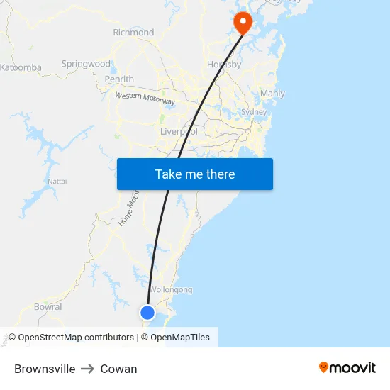 Brownsville to Cowan map