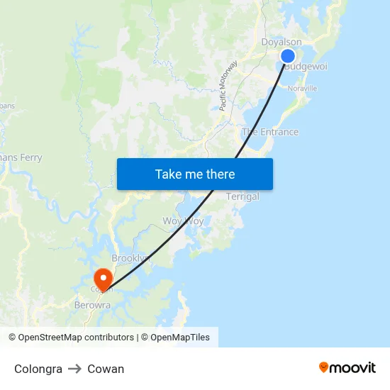 Colongra to Cowan map
