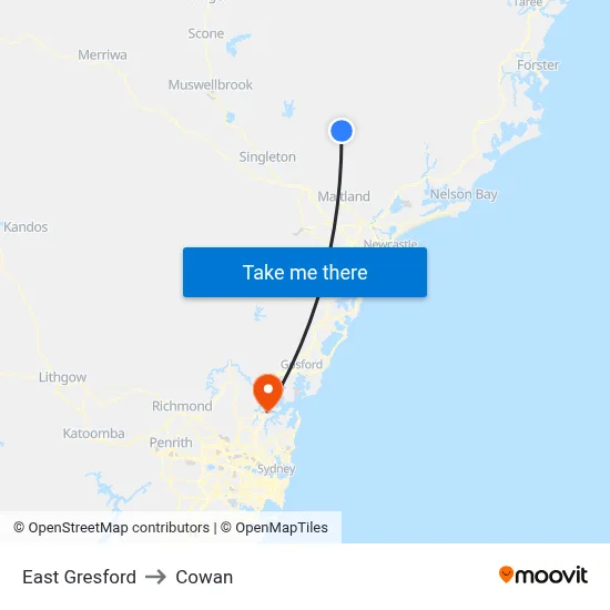 East Gresford to Cowan map