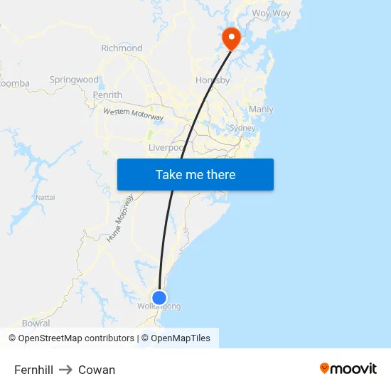 Fernhill to Cowan map