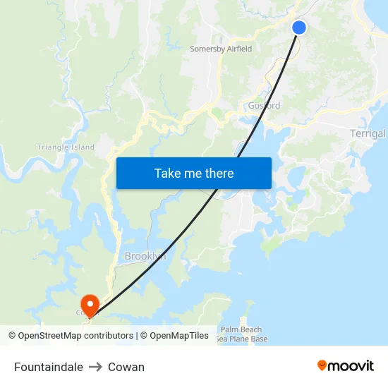 Fountaindale to Cowan map