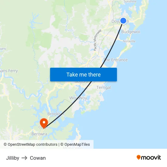 Jilliby to Cowan map