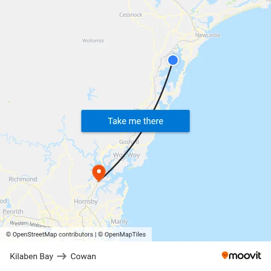 Kilaben Bay to Cowan map