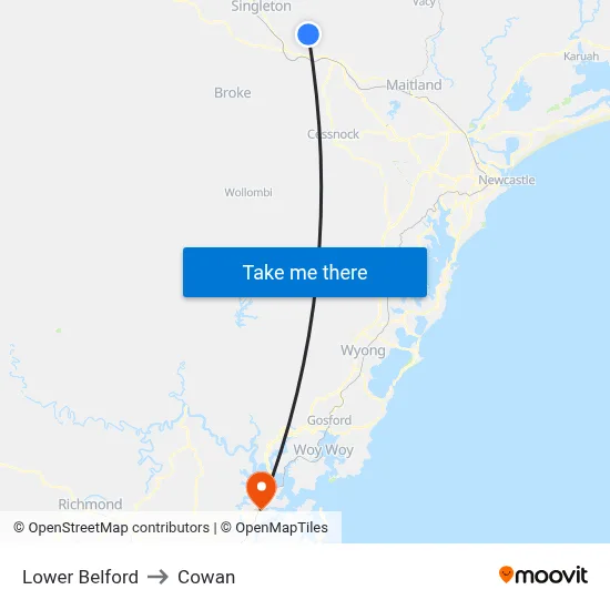 Lower Belford to Cowan map