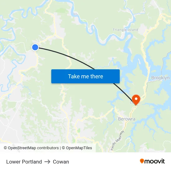 Lower Portland to Cowan map