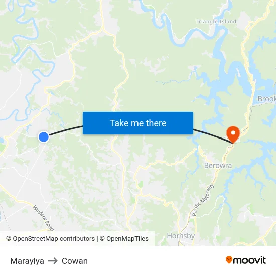 Maraylya to Cowan map