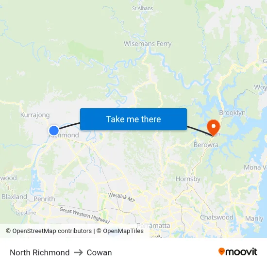 North Richmond to Cowan map