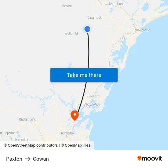 Paxton to Cowan map