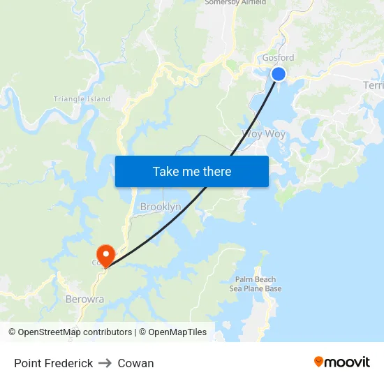 Point Frederick to Cowan map