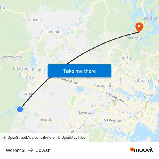 Werombi to Cowan map