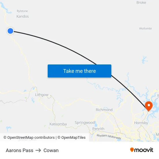 Aarons Pass to Cowan map