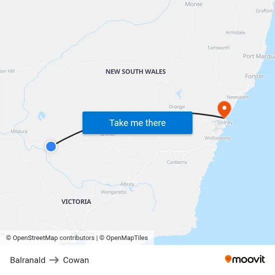 Balranald to Cowan map