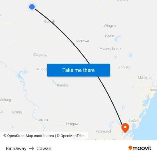 Binnaway to Cowan map