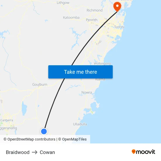 Braidwood to Cowan map