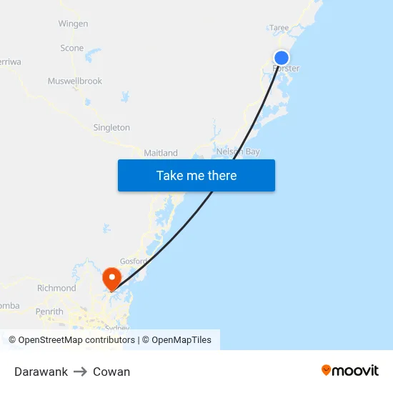Darawank to Cowan map