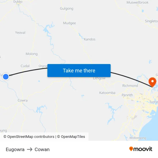 Eugowra to Cowan map