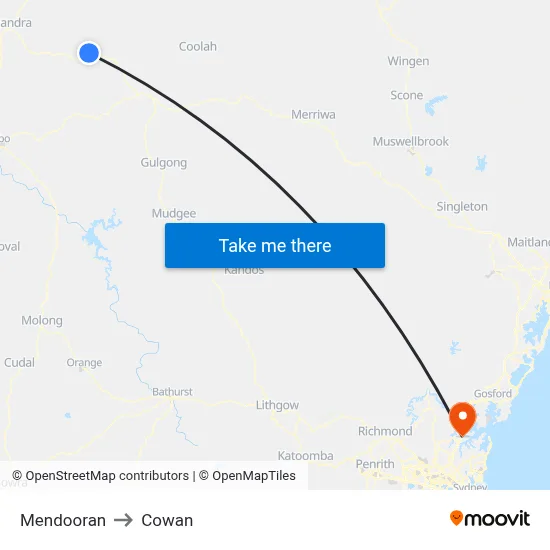 Mendooran to Cowan map