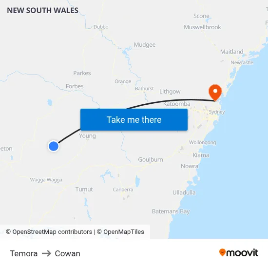 Temora to Cowan map