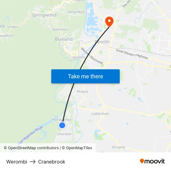 Werombi to Cranebrook map