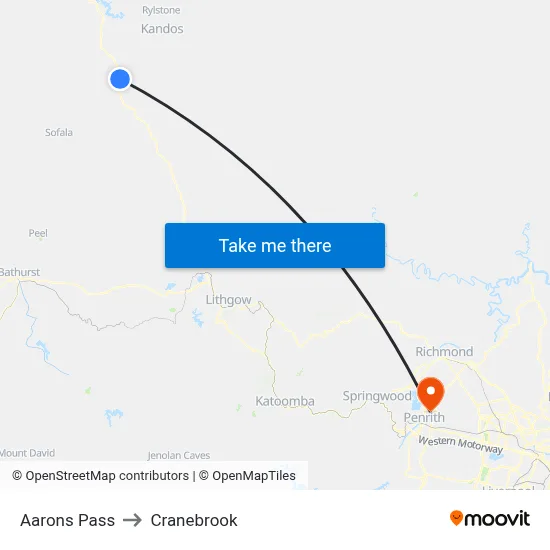 Aarons Pass to Cranebrook map