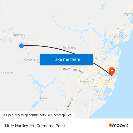 Little Hartley to Cremorne Point map