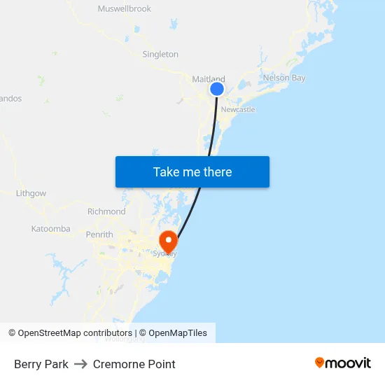 Berry Park to Cremorne Point map