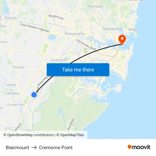 Blairmount to Cremorne Point map
