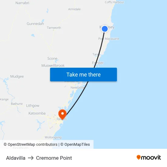 Aldavilla to Cremorne Point map