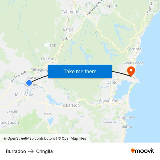Burradoo to Cringila map