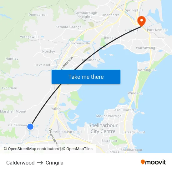 Calderwood to Cringila map