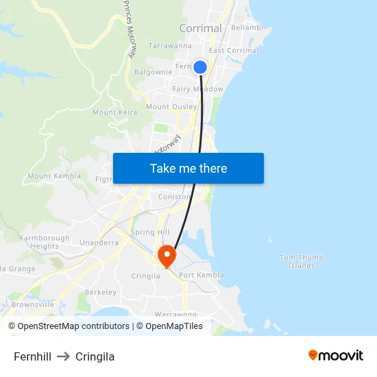 Fernhill to Cringila map