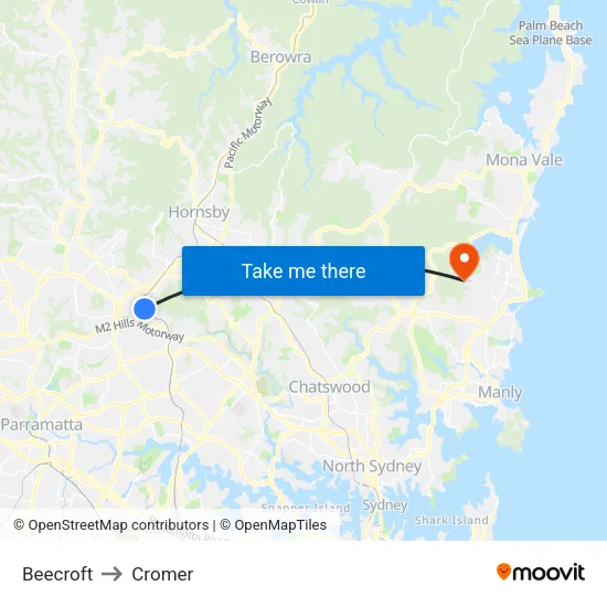 Beecroft to Cromer map