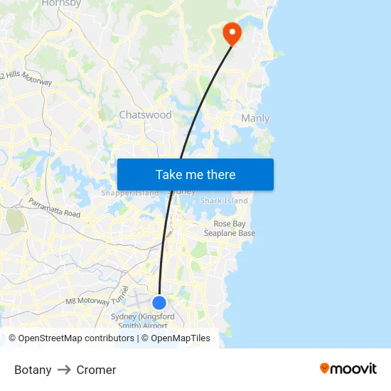 Botany to Cromer map
