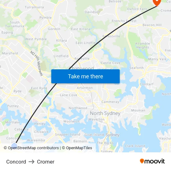 Concord to Cromer map