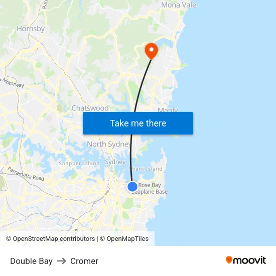 Double Bay to Cromer map