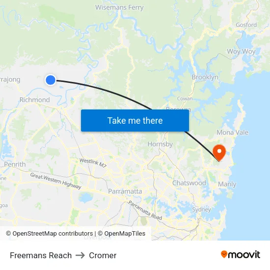 Freemans Reach to Cromer map