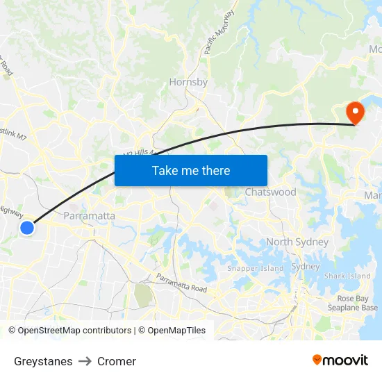 Greystanes to Cromer map