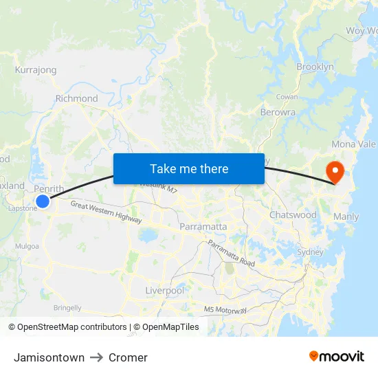 Jamisontown to Cromer map