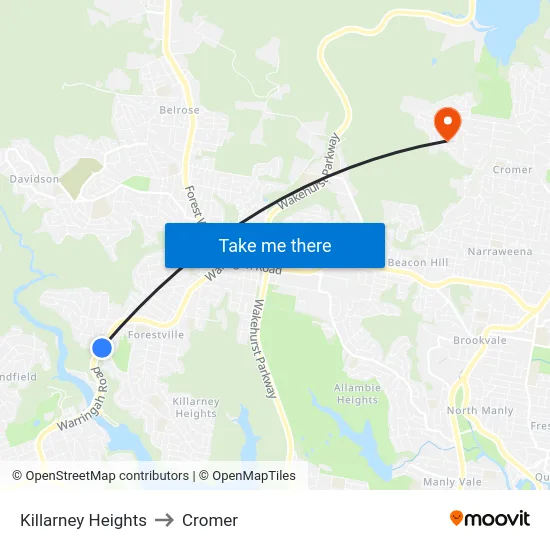 Killarney Heights to Cromer map