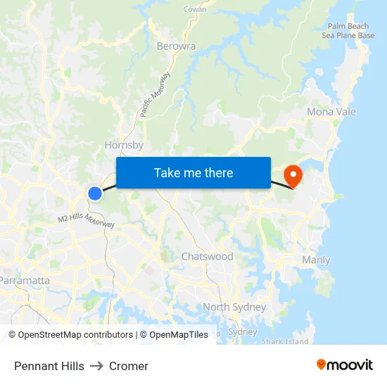 Pennant Hills to Cromer map