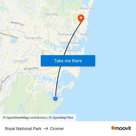 Royal National Park to Cromer map
