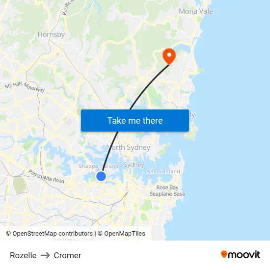 Rozelle to Cromer map