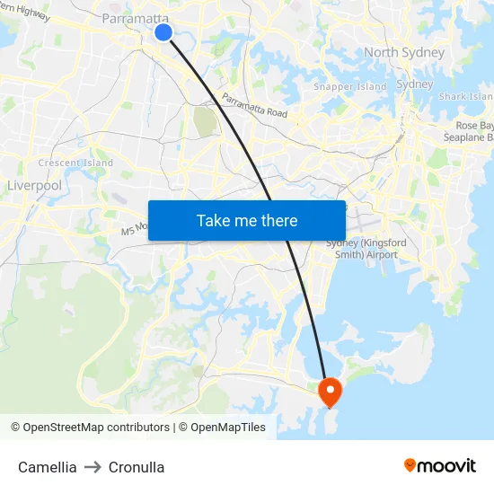 Camellia to Cronulla map